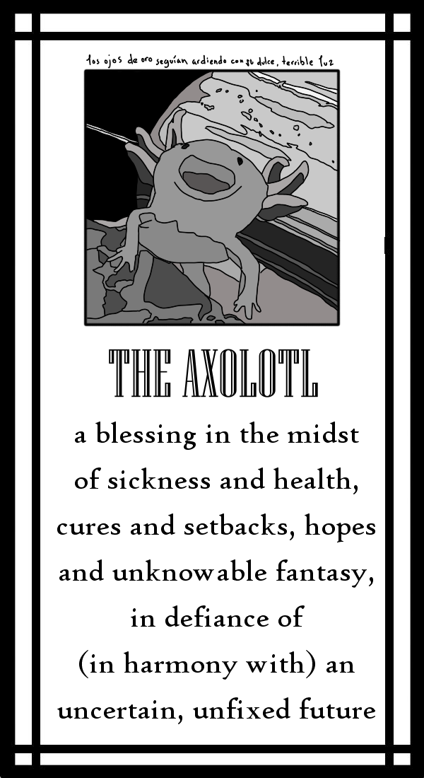 axolotl charm with saturn in the background